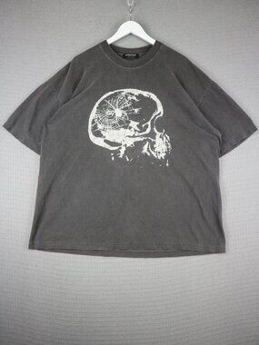 Afterdark Skull Streetwear Faded Black Made in USA Tee Mens XL Oversized